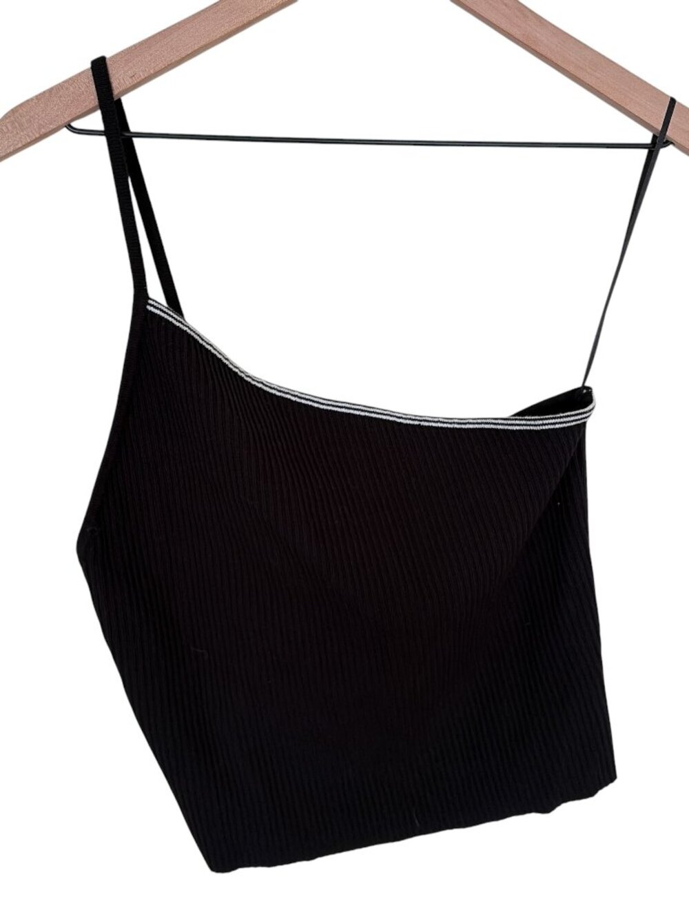 NWT Urban Outfitters Black Ribbed One Shoulder Cropped Tank Top